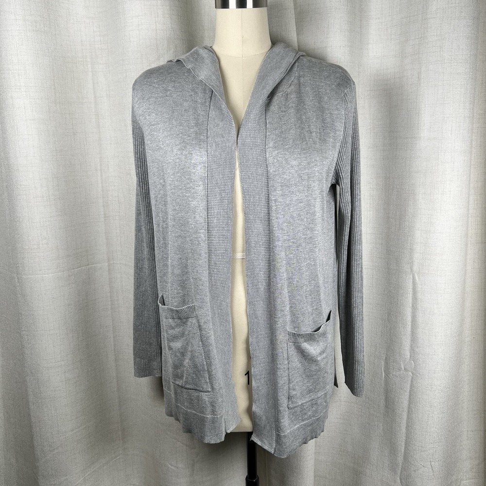 NEW! Lety & Me Adelie Hooded Ribbed Sleeve Cardigan Grey Large Stitchfix